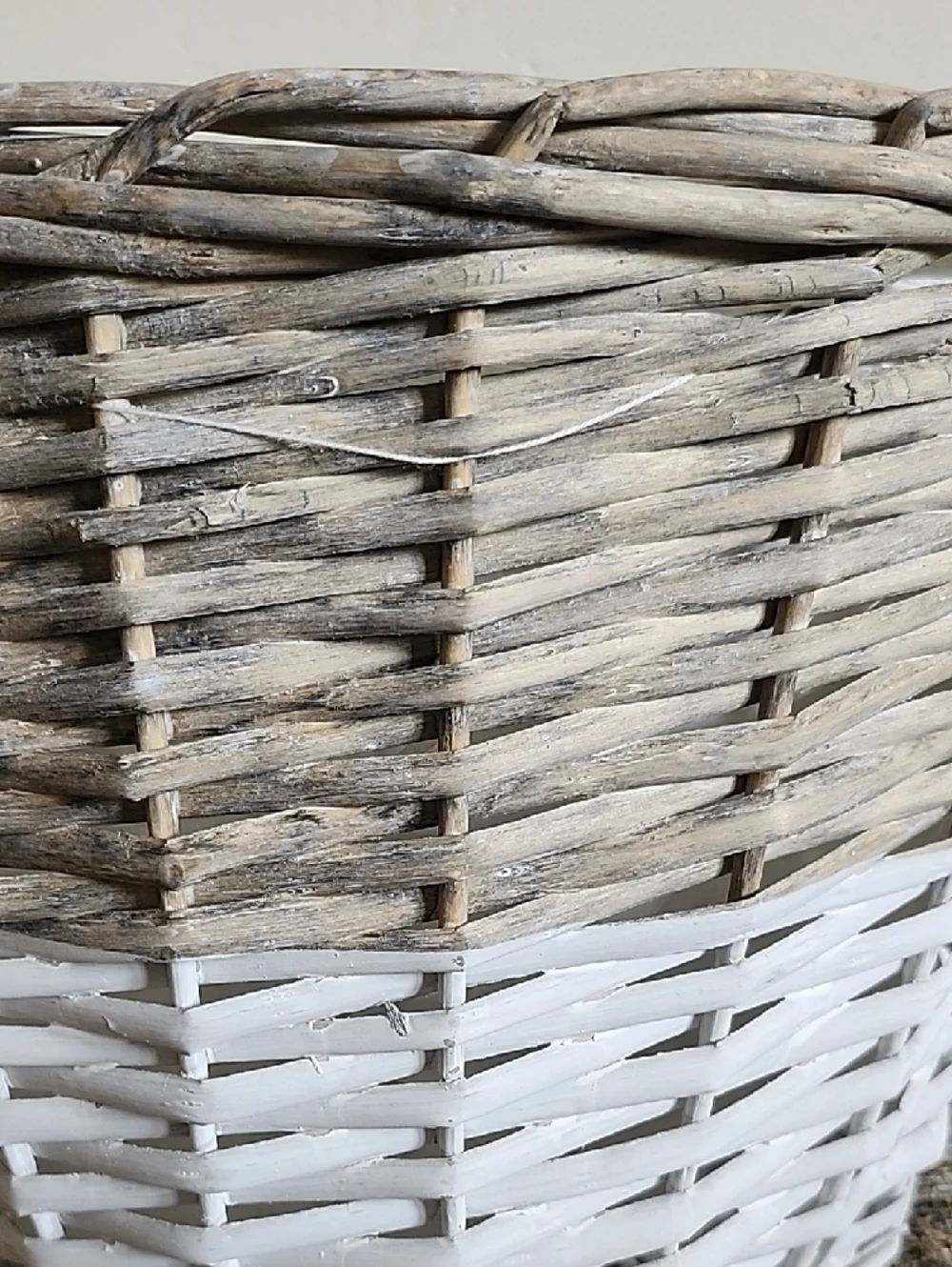 Woven Two-Tone Decorative Storage Basket - White and Natural